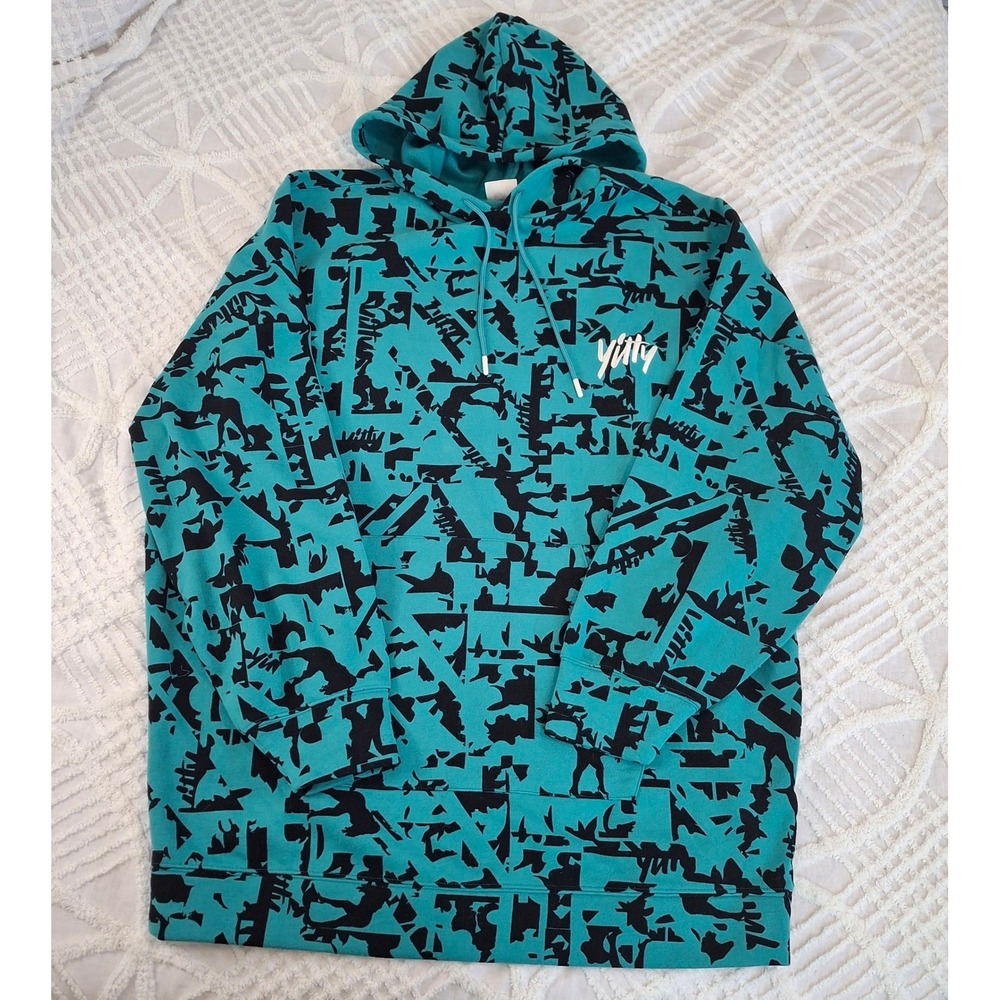Yitty Major Label‎ Oversized Hoodie Size Medium Teal Black Hooded Sweatshirt NWT